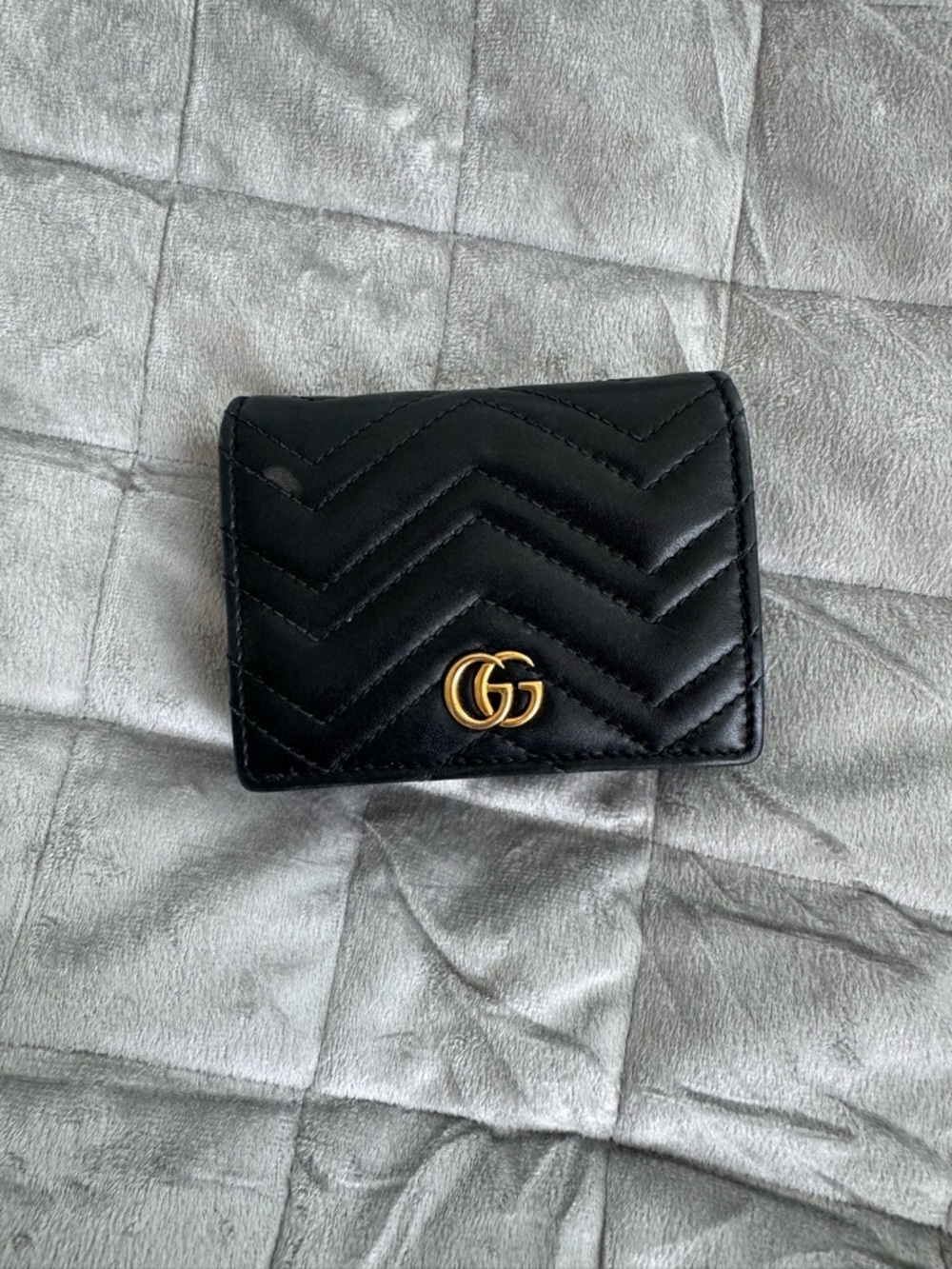 Gucci Black Chevron Quilted GG Logo Card Wallet - Picture 3 of 5